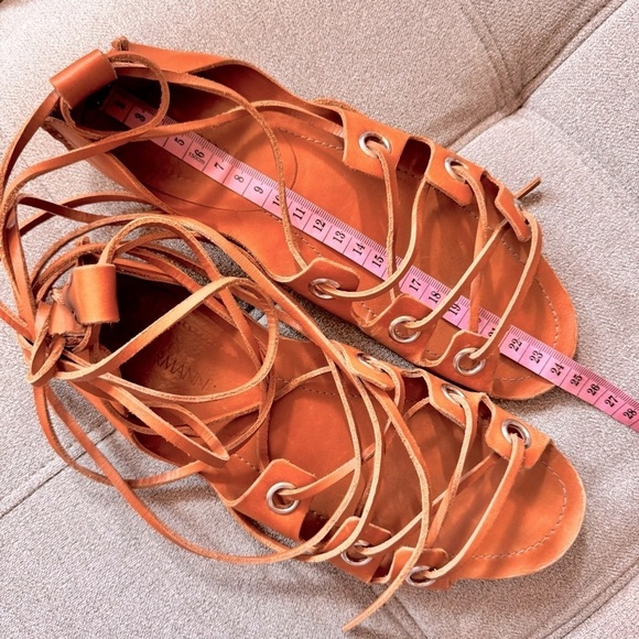 Zimmermann Leather Gladiator Flat Sandals strappy wrap riveted brown tan boho - Picture 5 of 12